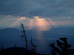 Sunbeams from atop Santanoni